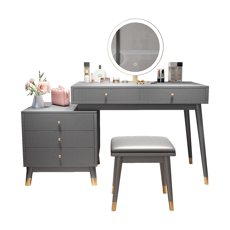 叶帆北欧梳妆台现代简约卧室化妆镜网红ins风多功能带灯化妆桌 梳妆台(带妆凳)