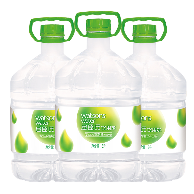 屈臣氏(watsons)专业蒸馏制法的饮用水8l 蒸馏水家庭用水 3桶