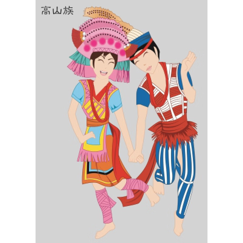 中国56个少数民族 五十六民族卡通 海报装饰画相框墙画不干胶贴画 姜