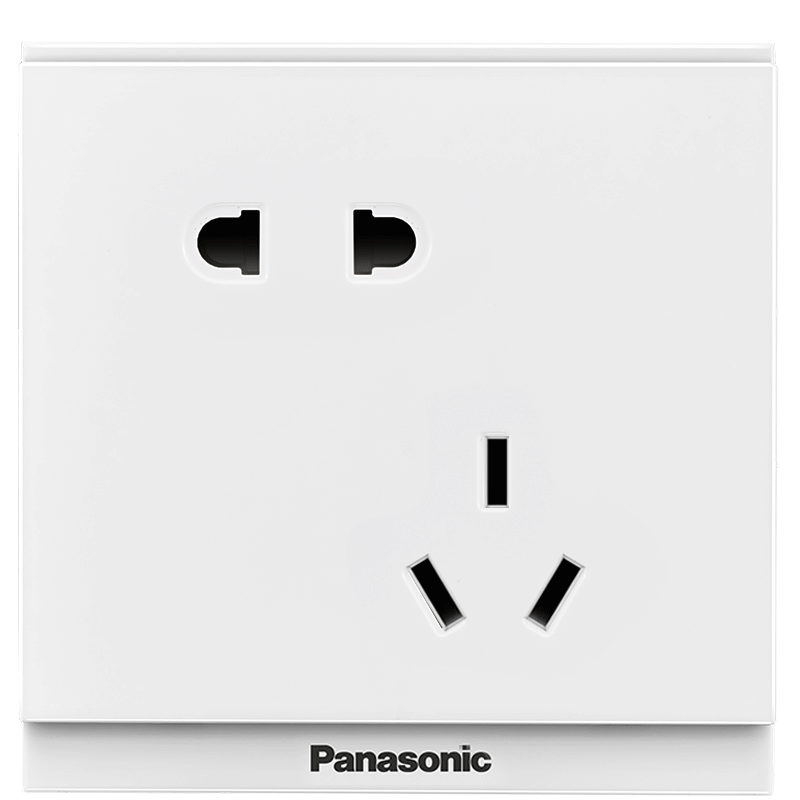 松下（ Panasonic）开关插座面板 斜五孔二三插电源插座面板 10A5孔墙壁插座 悦皓 白色（10支装）WFXC123