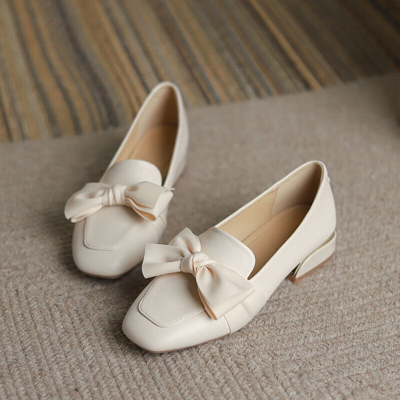 安源小子小码女鞋323334新款小码女皮鞋单鞋春秋船鞋粗跟小中跟瓢鞋