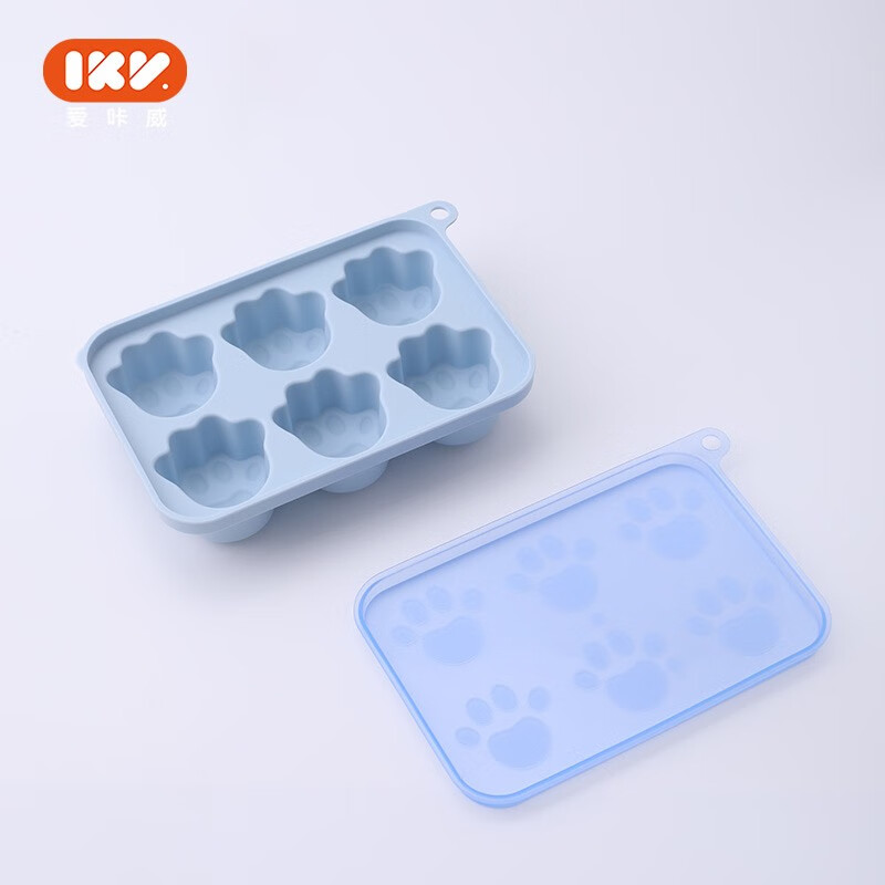 爱咔威(igroway)宝宝辅食盒IKV婴儿辅食蒸糕模具硅胶冰格家用自制冷冻储存 熊爪蓝色
