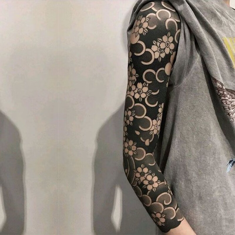 淘菲象海浪纹身贴樱花臂全臂女男满臂大花臂不反光防水浪花日式草本