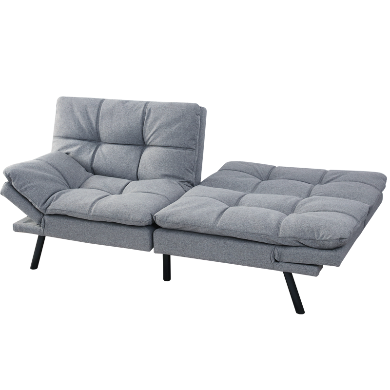 梦百合多功能布艺沙发现代简约两人位小户型客厅公寓蜗居两用懒人沙发床 高级灰 182*86*82cm