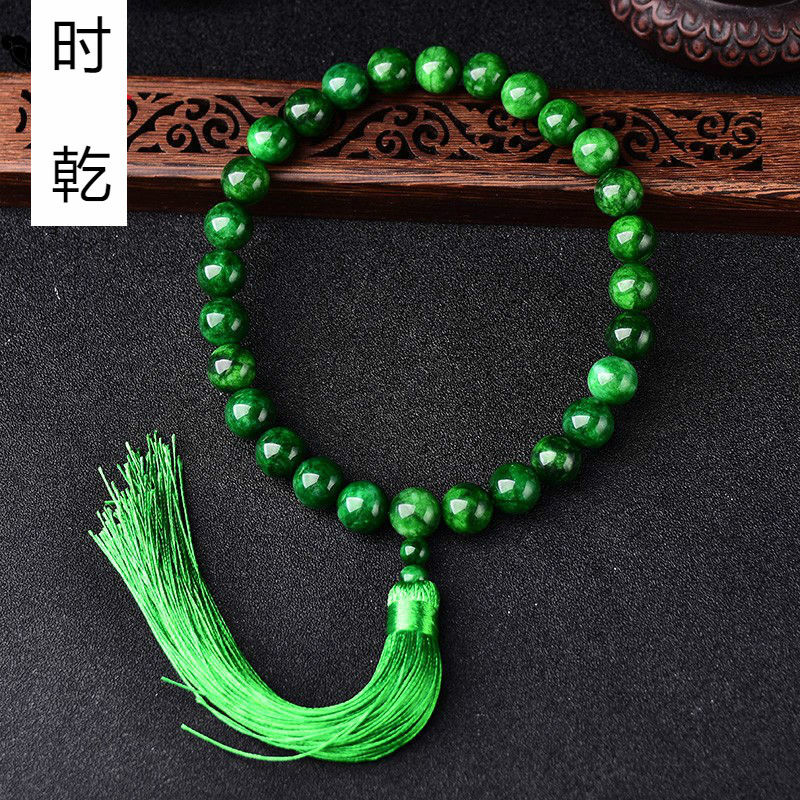 干青翡翠铁龙生祖母绿手链 27颗手持佛珠念珠手串男女款 10mm(手持27