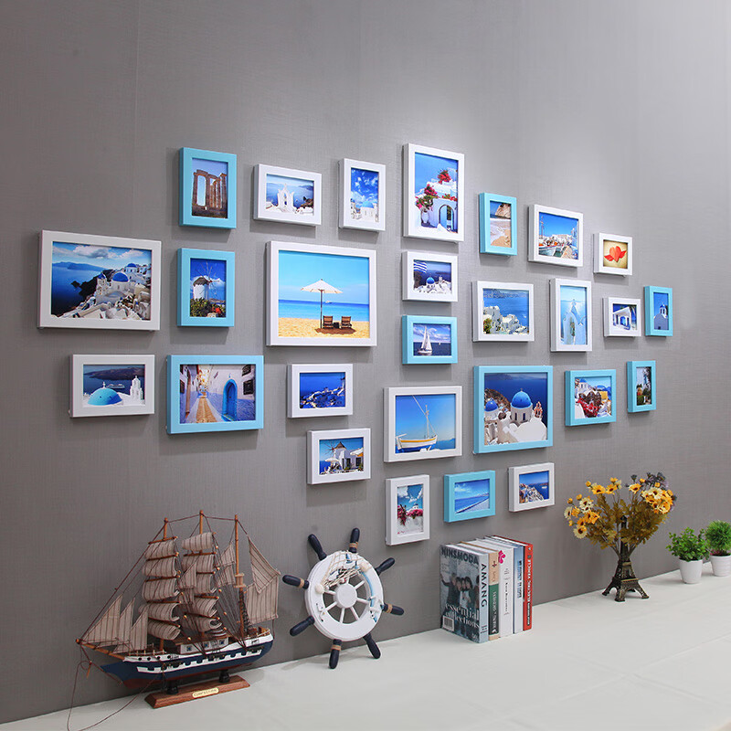 浅檬简约现代照片墙装饰客厅免打孔创意组合相墙相片墙相册背景墙挂墙