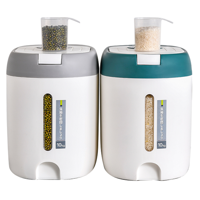 【预售】水天一方 米桶防虫防潮密封家用面桶带盖米缸面粉储存罐大米收纳盒装米箱 宝绿色-20斤大容量+量杯