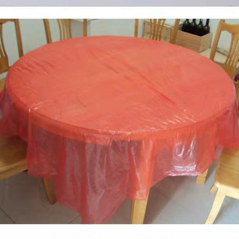 侈放 一次性桌布塑料台布圆桌长方形加厚酒店婚庆宴席防水油 仿丝2包(20张) 红色1.6米*1.6米