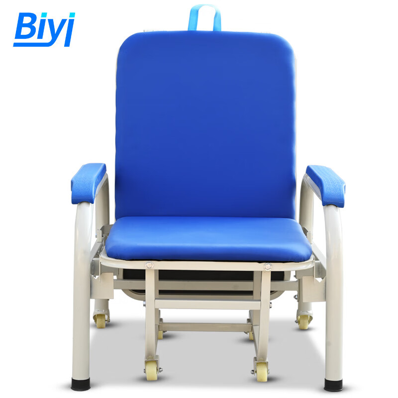 博逸 陪护椅床两用多功能单人便携折叠椅床医院家用午休椅午睡 蓝色 加固款