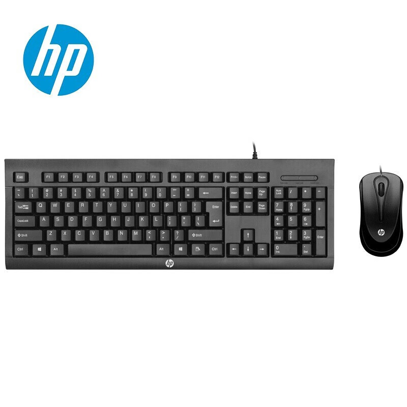 惠普（HP）藏羚羊有线键盘鼠标套装 台式笔记本 电脑办公键鼠套装 黑色 黑色