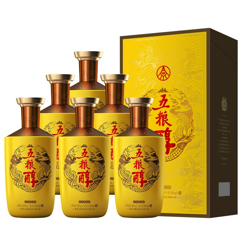 五粮液股份 五粮醇金装浓香型白酒 50度 500mL*6瓶 整箱原箱装