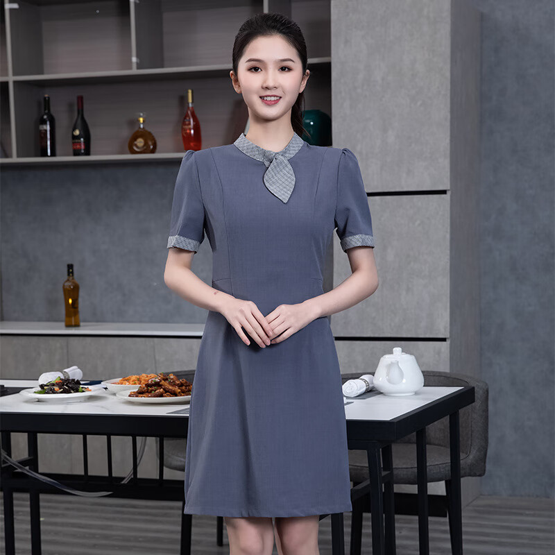 锐明凯服务员工作服夏装连衣裙女餐饮咖啡奶茶酒店餐厅火锅饭店制服