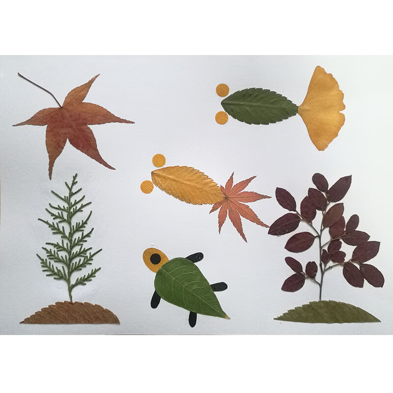 树叶子手工制作图片 树叶粘贴画diy手工材料包幼儿园秋天真树叶贴画