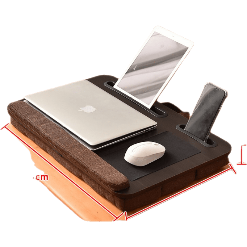 蜗家 笔记本电脑桌膝上桌床上折叠懒人小桌子卧室学生宿舍家用学习书桌 黑橡木+棕色软包【多功能款】