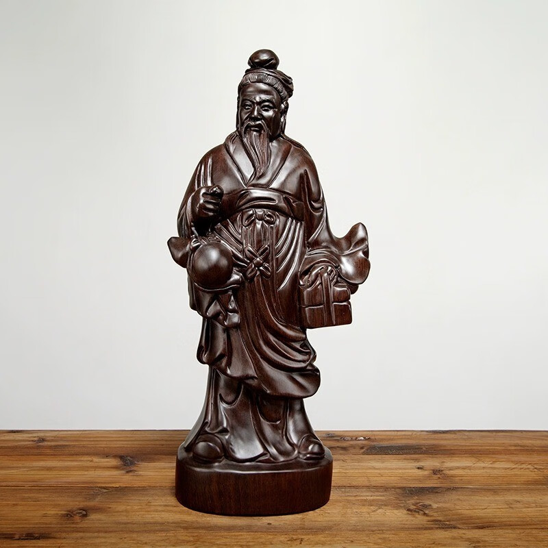 之柠黑檀木雕神医华佗雕像摆件实木雕刻药店药铺装饰摆设红木质工艺品