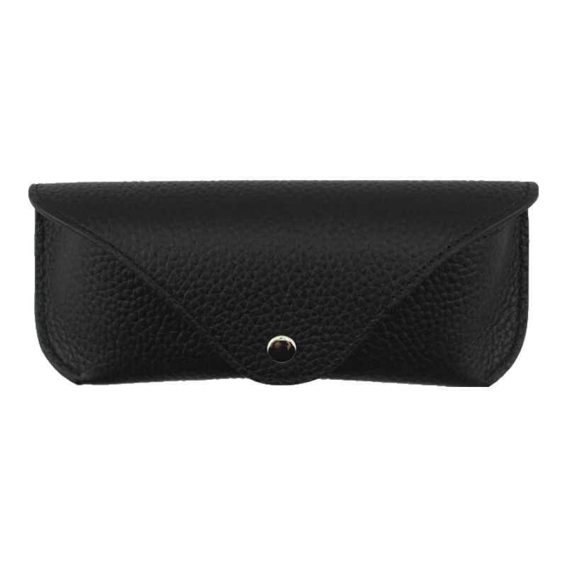 MINCITY日系色真皮眼鏡盒男抗壓手工感墨鏡盒牛皮掛繩便攜收納盒女 togo黑色(翻蓋眼鏡盒) 17.5*7.5cm