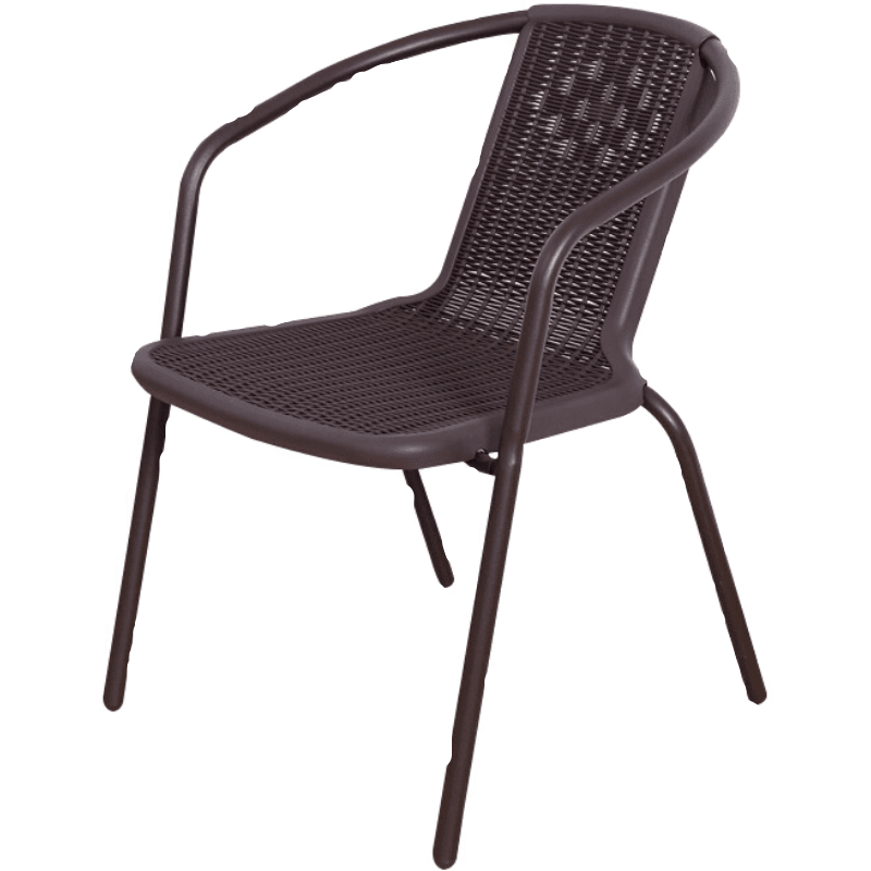 DIYOOCO家用休闲藤椅单人靠背椅铁艺咖啡奶茶店靠背椅餐饮烧烤室外阳台户外藤椅庭院单椅 塑料围椅【四把起发】