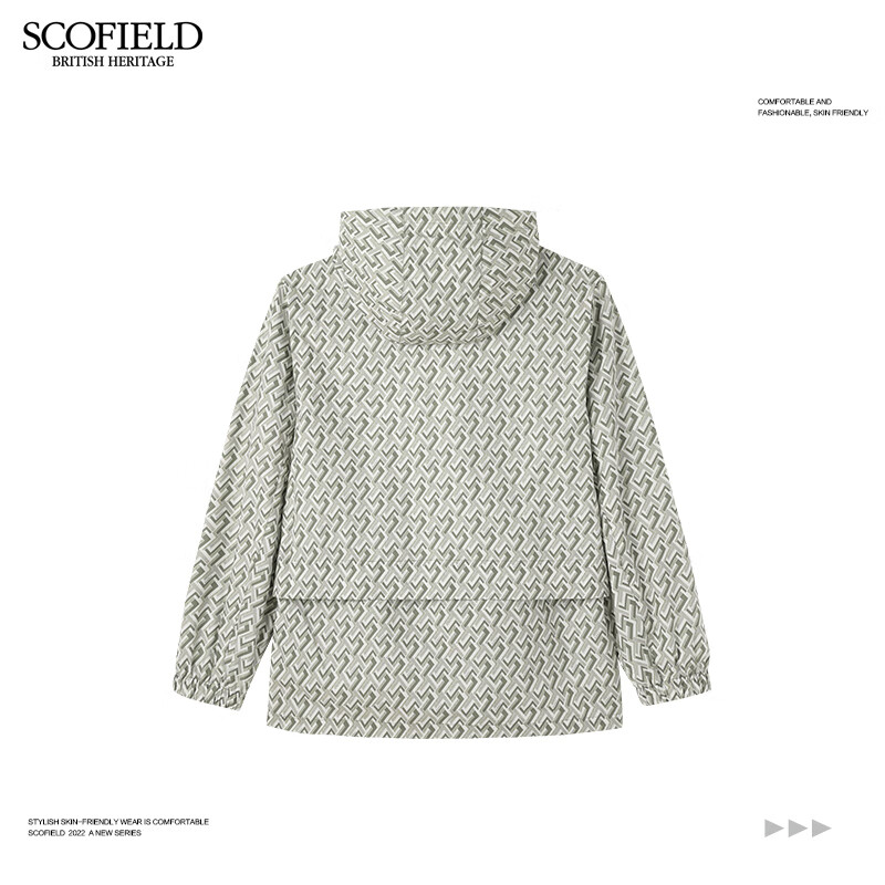 Scofield春季新品男时尚休闲潮流百搭舒适商务套头连帽夹克外套 军绿色 L (175)