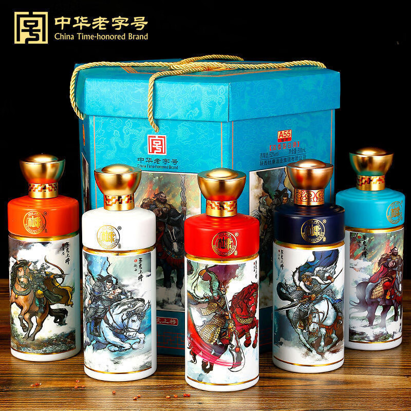 简贡白水杜康五虎上将酒52度浓香型白酒500ml*5瓶礼盒装 500ml*五瓶