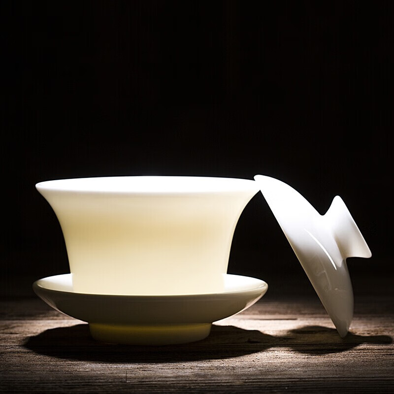 尚帝（shangdi）陶瓷盖碗白瓷茶具 德化羊脂白玉瓷手工泡茶碗陶瓷大号功夫茶杯