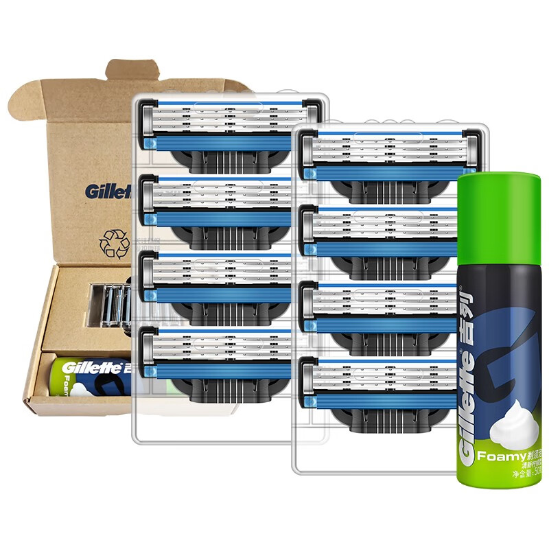 吉列gillette手动剃须刀刮胡刀锋速3突破刀头三层刀片 锋速3经典 8刀