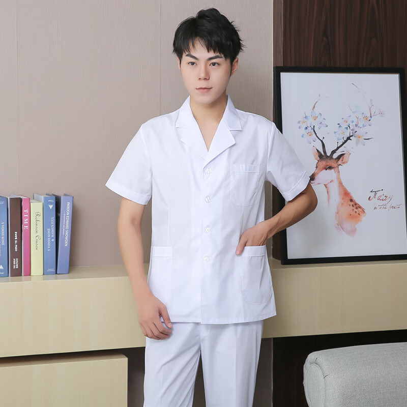 kxric白大褂长袖男女护士服装短款半身口腔医生工作服牙科分体绣印字