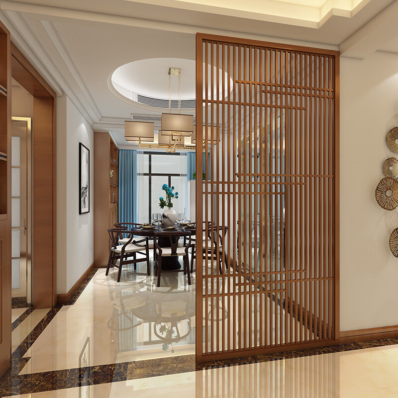 匠美佛山家具 新中式屏风隔断实木花格简约现代日式木质镂空格栅客厅