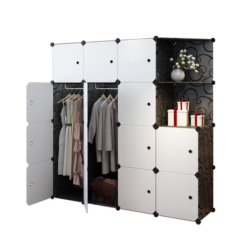 收纳达人书柜自由组合简约现代置物收纳柜子透明带门塑料简易防尘书架 8格