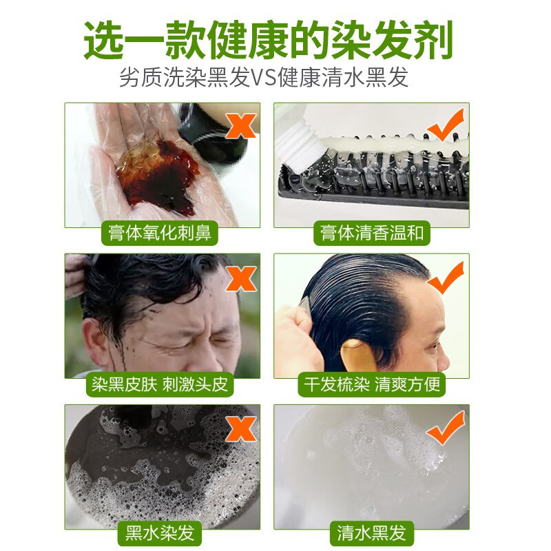 韩金靓 清水黑染发剂植物一洗黑遮盖白发送礼送长辈礼物黑色男女染发膏 精品礼盒装200ml【送礼佳选】