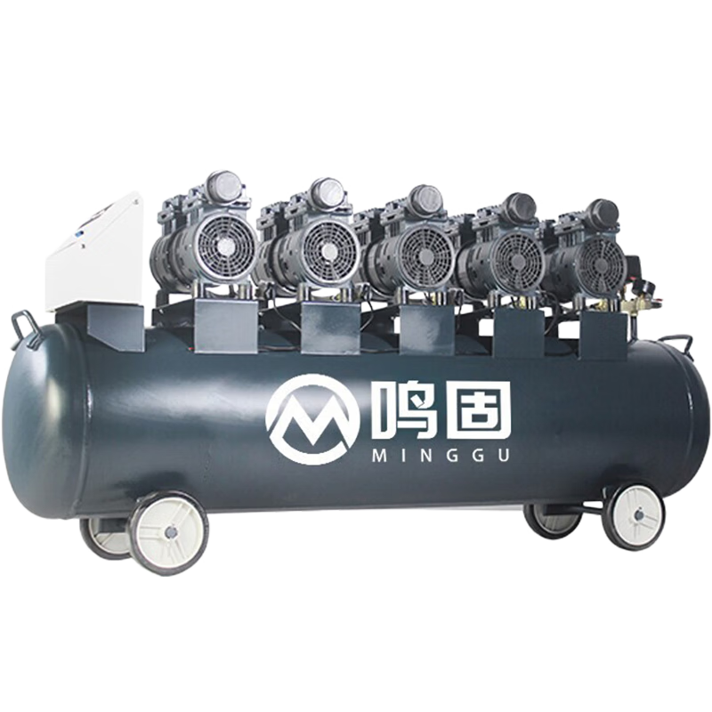 鳴固大型工業(yè)無(wú)油空壓機(jī)汽修氣泵380V木工裝修噴漆泵1600*5-230L+釘槍