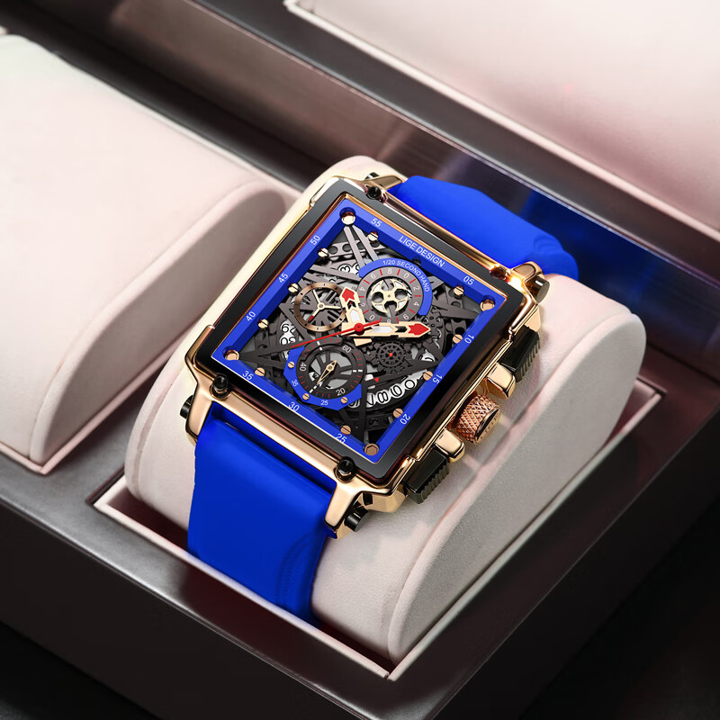 利格(lige) lige美学镂空运动腕表手表男高级感商务潮流石英表男 lg