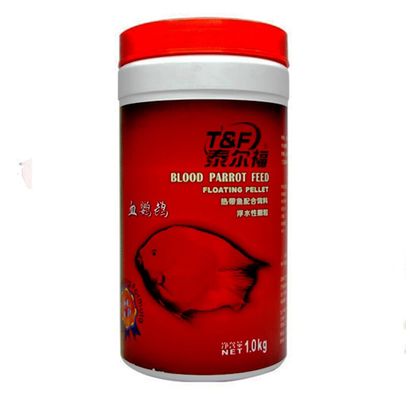 泰尔福(T&F)血鹦鹉鱼增红增色饲料红鹦鹉发财鱼食瓶装热带观赏鱼鱼粮1kg(3.5mm)