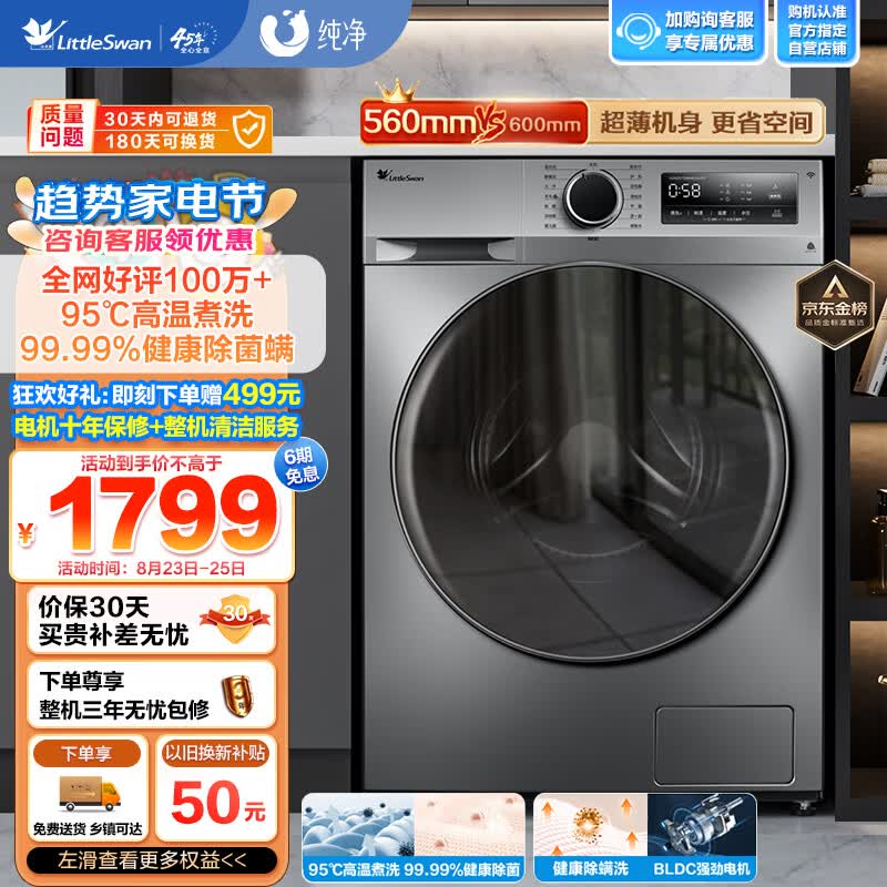 小天鹅（LittleSwan）滚筒洗衣机全自动 深层除菌净螨 BLDC变频 10公斤大容量 以旧换新 TG100VT096WDG-Y1T怎么看?