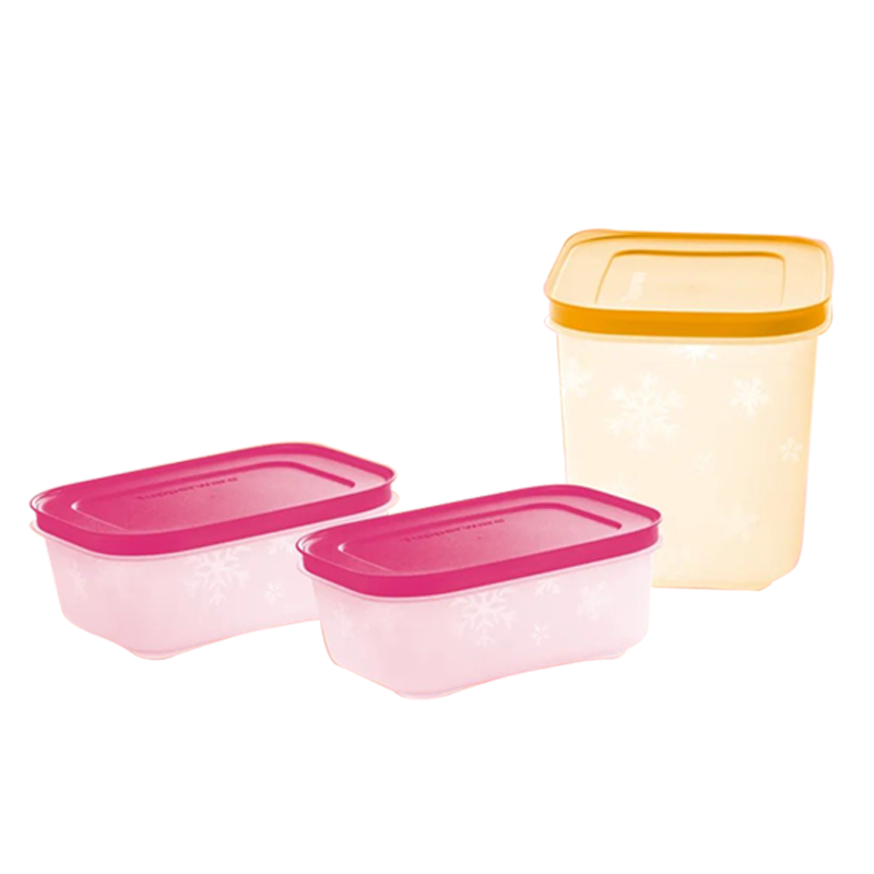 特百惠（Tupperware）冰箱冷冻保鲜盒中型3件套1.1L*1+0.45L*2食品级收纳盒