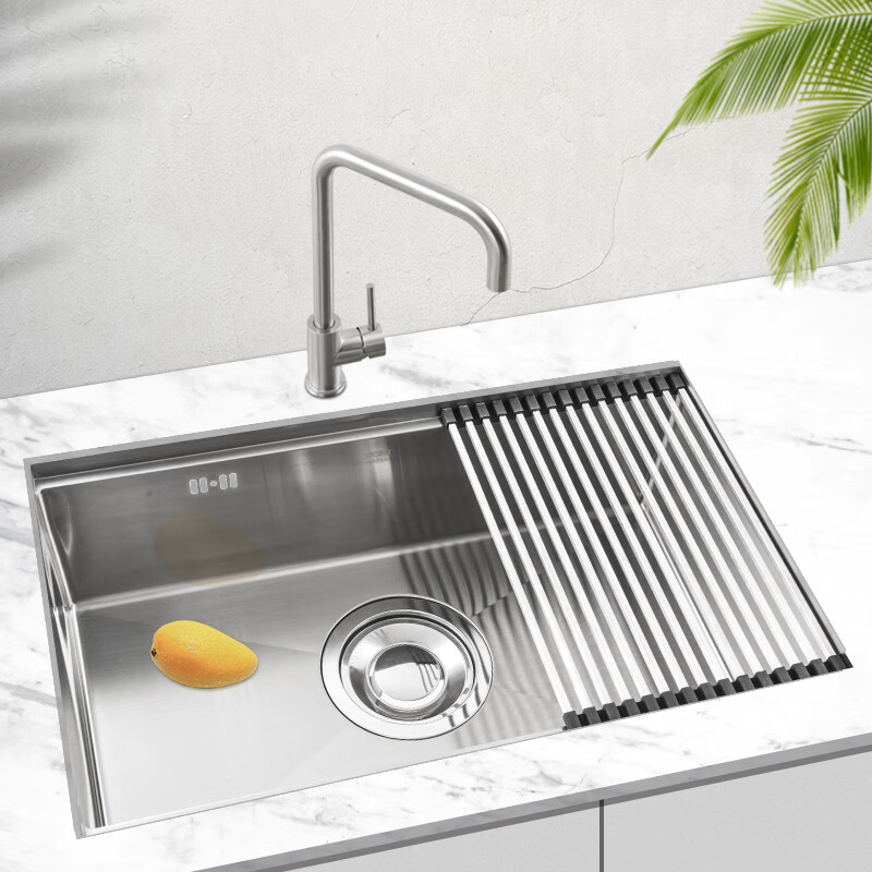 白鸟韩国白鸟水槽手工槽系列单槽台下盆台中盆安装小r角水盆holm720