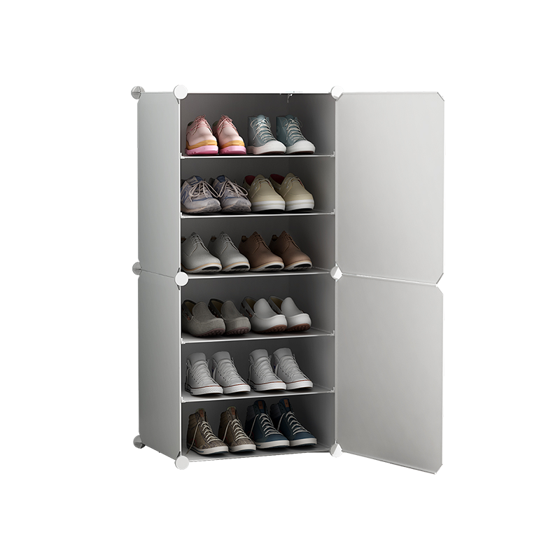 安尔雅 鞋架门口简约小型鞋柜多功能家用多层收纳柜防尘组装塑料鞋柜 一列六层