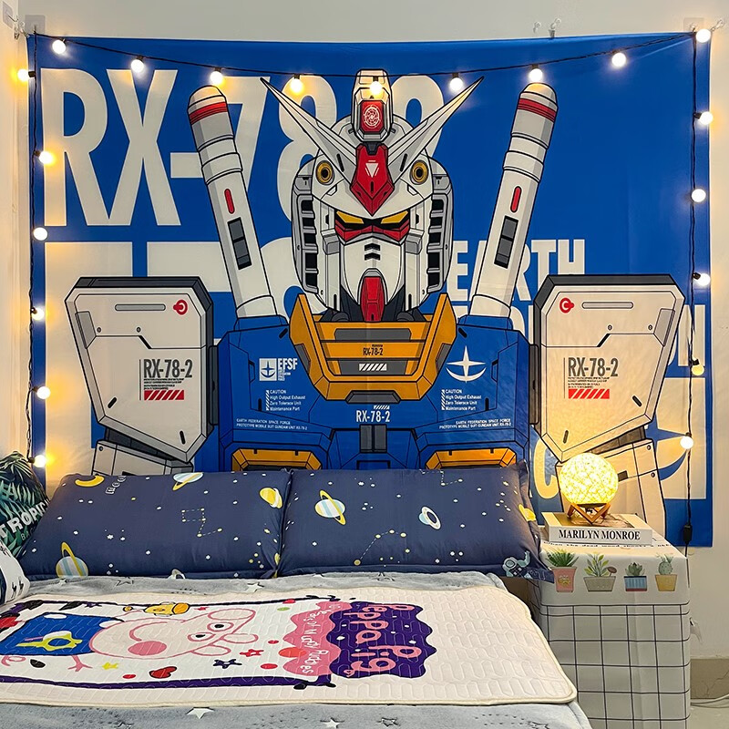 战士高达背景布ins挂布宿舍卧室墙壁改造男生房间布置装饰布 高达01