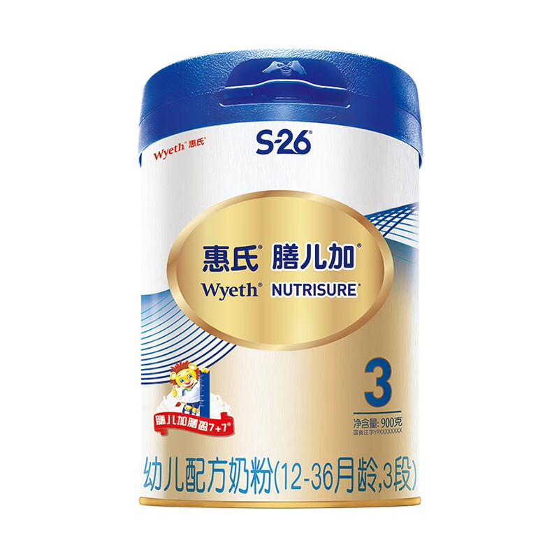 惠氏膳儿加幼儿配方奶粉(1-3岁)3段900g (罐装)