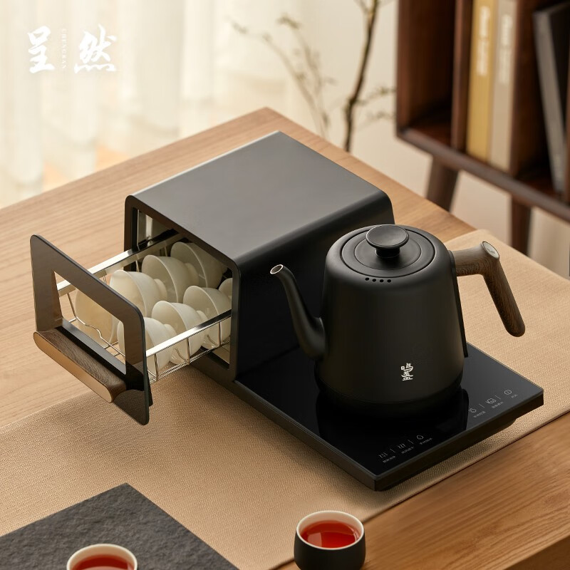 呈然 全自动底部上水电茶壶保温智能茶台烧水壶一体可嵌入式茶具 多功能烧水壶黑色
