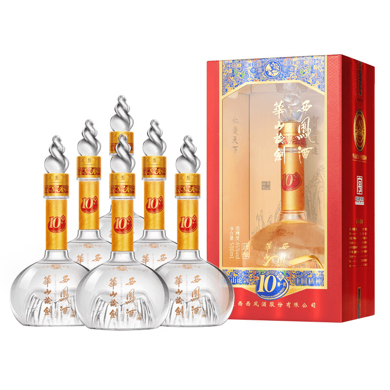 未開封　華山論劍 中華精釀 白酒 500mL 45% 西凤华山论剑10年45度陈酿凤香型白酒500ml 45度500mL 6瓶-京东-618/双