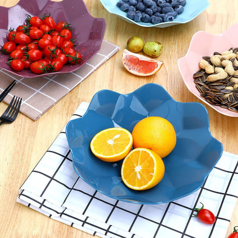 可喜佳 果盘创意现代客厅欧式家用水果盘干果盘办公室桌面零食盘糖果盘 颜色随机【1大1小】