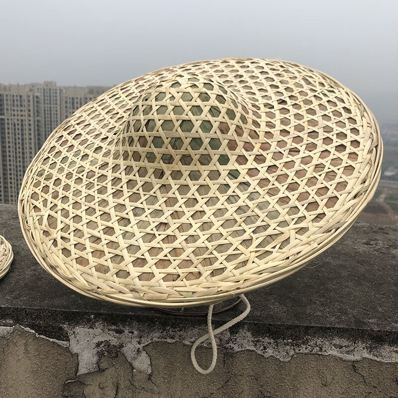 抖芊 斗笠帽大檐竹編斗笠帽粽葉防雨遮陽帽釣魚帽舞蹈道具裝飾農(nóng) 粽葉_帽子直徑48cm左右 M(56-58cm)