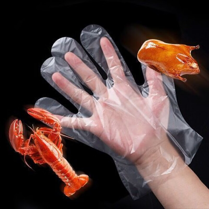 一次性手套加厚塑料pe薄膜餐饮美容家务食品厨房卫生透明防水手套 加厚100只【买2件200只】