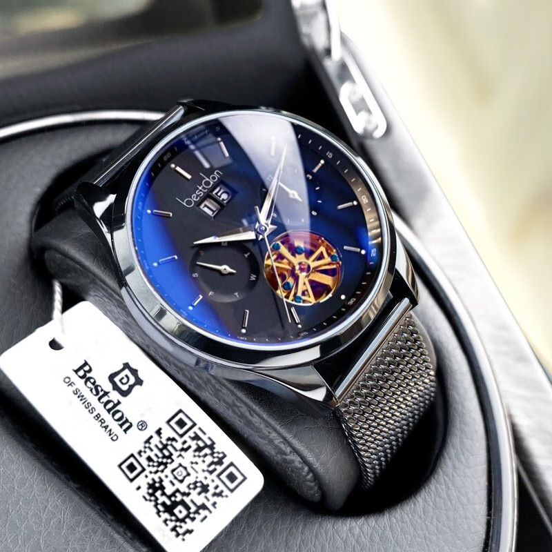 瑞士认证邦顿(bestdon)手表男 全自动机械表 多功能镂空防水夜光潮流