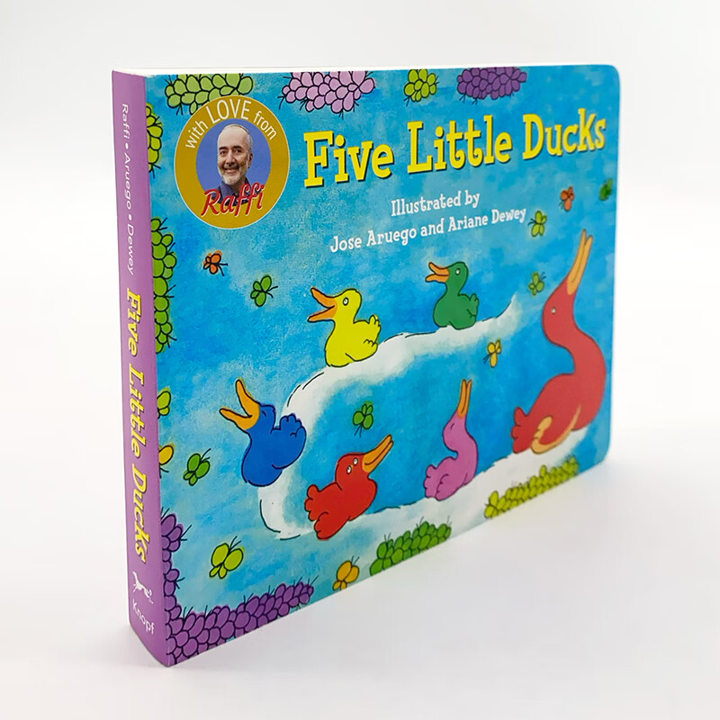 正版现货fivelittleducks五只小鸭子英文原版书纸板书儿童原版彩色