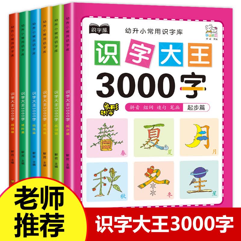 【老师推荐】儿童识字书 全套6册 识字大王3000字 学前识字幼儿早教启蒙 宝宝看图认字书神器