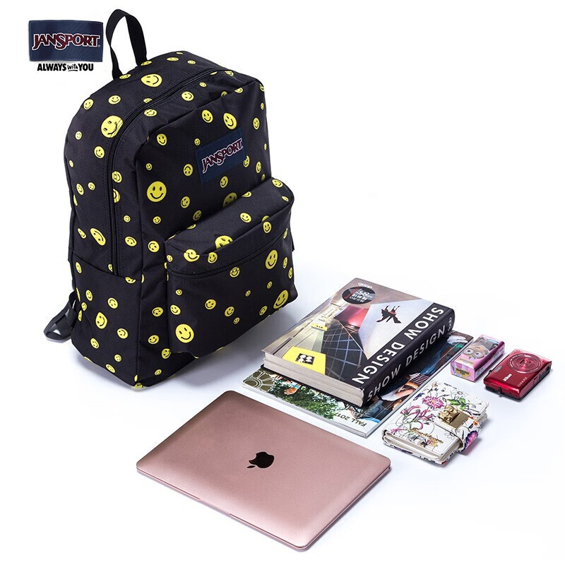 JANSPORT杰斯伯双肩包女男时尚休闲双肩包/裁切不一样花纹会不一致 33SB41W绵长的微笑-无侧袋无隔层