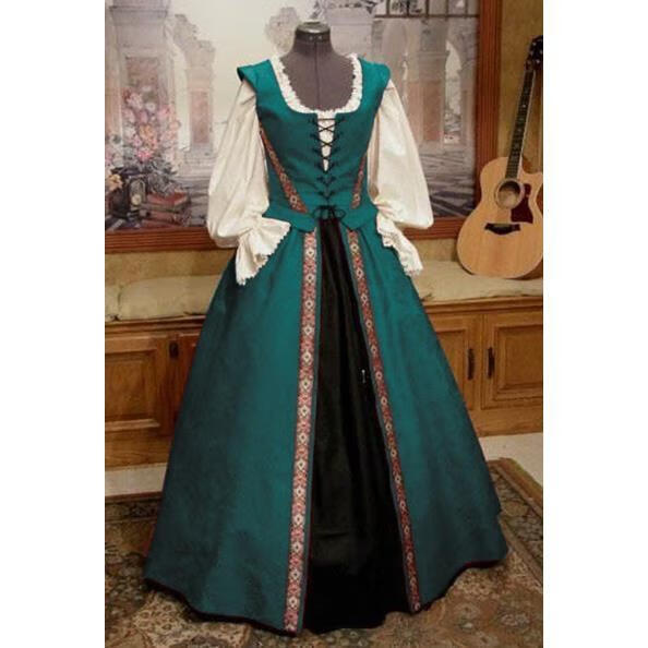 知藤中世纪礼服法式风连衣裙欧洲宫廷风复古长款礼服欧式中世纪演出服