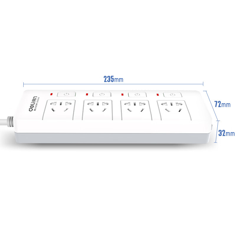 得力（deli）分控插座 插排/插线板/接线板/排插/拖线板  新国标 4位组合孔3米 独立开关  3989