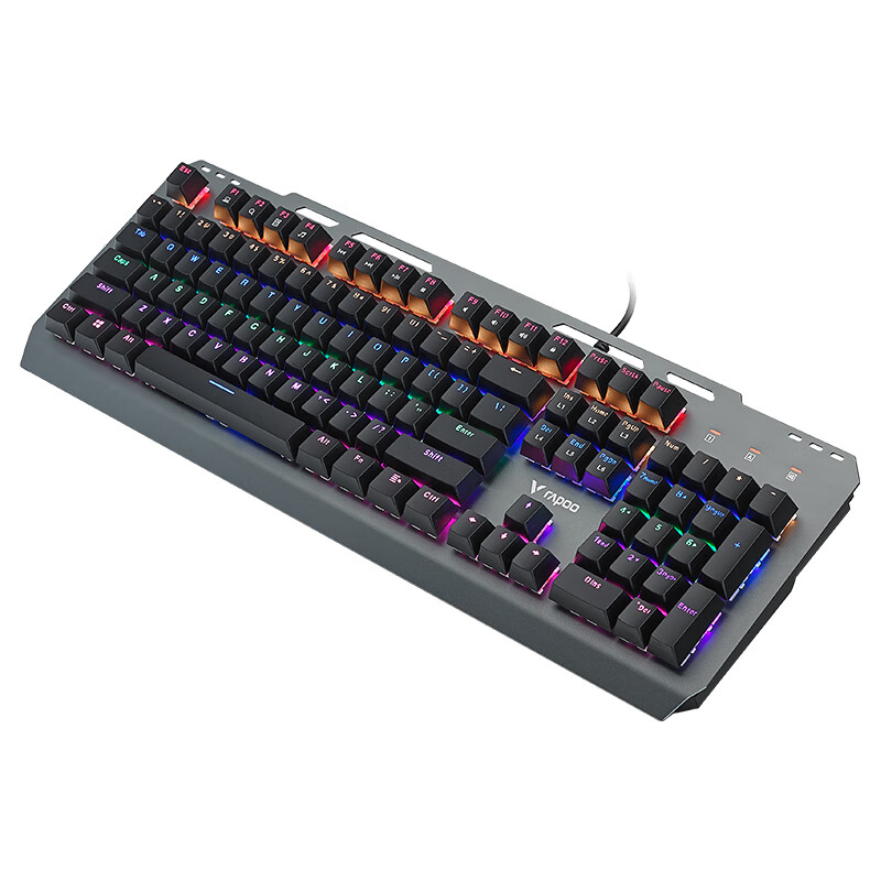 雷柏（Rapoo） GK500 机械键盘 有线键盘 游戏键盘 104键混光键盘 吃鸡键盘 电脑键盘 黑色 红轴